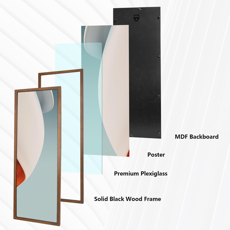 POUKROO 10x30 Poster Frame,30x10 Natural Soild Wood Picture Frames with