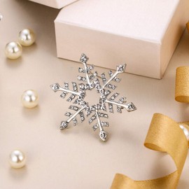 Ever Faith Austrian Crystal Elegant Winter Snowflake Star Brooch Pin Clear Silver-Tone