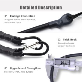 MOLADRI 40 inch Heavy Duty Carabiner Bungee Cords with Double Hook, Long Black Latex Elastic Straps, Extra Strong Rope with Length Metal Buckle Tie Downs for Outdoor, Camping, Luggage Rack (6 Pack)