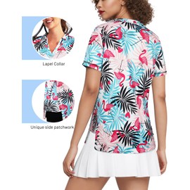 Golf Clothes Women Ladies Polo Shirts Workout Moisture Wicking Athletic Shirts Polo V Neck Yoga Tops Red 2XL