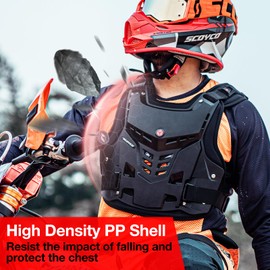 SCOYCO Chest Protector Motorcross, Motorcycle Armor Vest for Men Protective Gear with Hard Shell for Dirt Bike ATV Mountain Bike