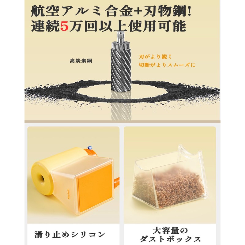 Pencil Sharpener, Manual, Compatible with Large Diameter 0.2 - 0.5