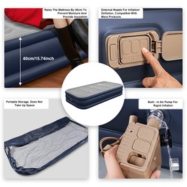 Buric Luxury Queen Air Mattress with Built-in Pump,Comfort Blow up Mattress with Pillow,Fast & Easy Inflatable Mattress, Foldable Blow Up Mattress with Storage Bag (Blue Gray, Single)