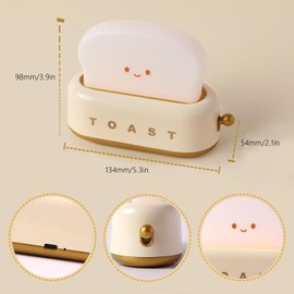 Lancoon Yellow Desk Decor Toaster Lamp Kawaii LED Toast Bread Night Light Rechargeable and Portable Light with Timer Christmas Ideas for Baby Kids Girls Teens Teenages
