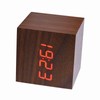6x6x6cm Wooden Electronic Digital Alarm Desk Clock Temperature LED Display