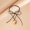 Chunky Puffy Gold Love Heart Pendant Necklaces，Trendy Bow Velvet Tie