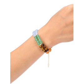 Zysta 7 Chakra Bracelet Real Stones Bracelet Double Layer Bracelets Yoga Bracelet Natural Gemstone Healing Reiki Energy Therapy Lucky Bracelets Women Men, Stainless Steel, No Gemstone