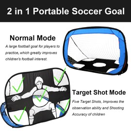Houzefun Small Soccer Goals for Backyard, 4'x 3' Portable Soccer Goal, Soccer Target Practice for Young, Soccer Training Equipment(Soccer Goal*2, Cones*12, Soccer Training Mat*1, SIze 4 Soccer Ball*1)