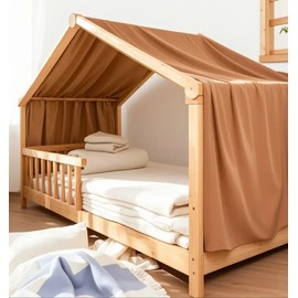 Rodelna House Bed Canopy, House Bed Decoration Set, 100% Organic Muslin Cotton, Fabric Canopy for House Bed Decoration, Girls & Boys, Bed Curtain, Children's Bed Canopy for House Bed, Children