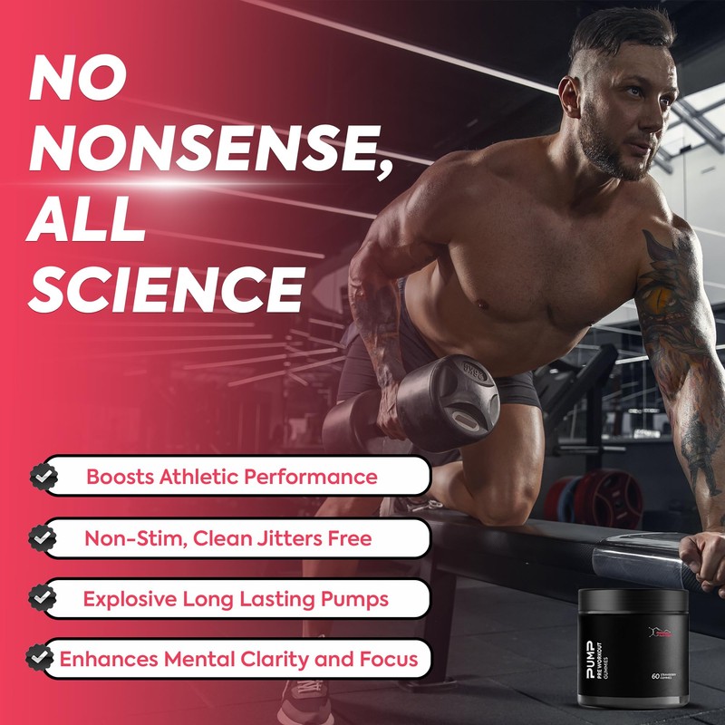 PUMP Pre Workout Gummies - Vegan, No Caffeine Jitters -