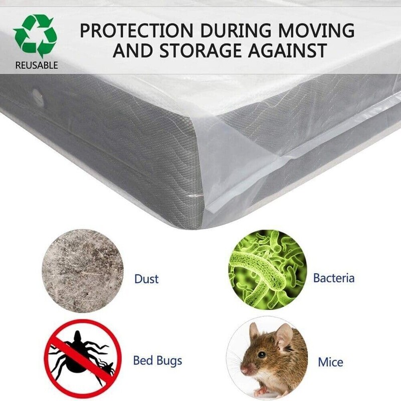 CACATUA Mattress Bag, King Clear Plastic Mattress Cover for Moving