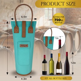 Packingwell Wine bottle Cooler Bag for Travel, Beach & Gifts, Durable PU Handle, Utility Pocket, Perfect for Wine Lovers(Green)