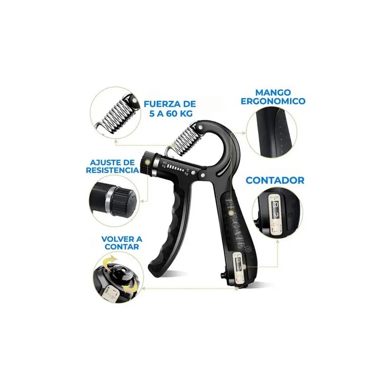 Pinza De Mano Para Ejercicio Muscular Entrenador Fitness Color Negro