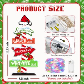 Christmas Wooden Decoration Table Sign Christmas Whoville Table Centerpiece Light Up Decor Table Toppers for Winter Christmas Party Supplies