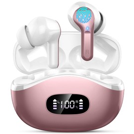 Wireless Earbuds Bluetooth Headphones, 2025 Hi-Fi Stereo Deep Bass Ear Buds, 4 ENC Noise Cancelling Mic, USB Fast Charging in-Ear Earphones, IP7 Waterproof Workout Sport for Laptop Pad Android iOS