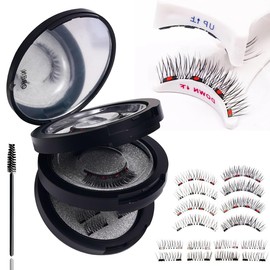 XFSRG Magnetische Wimpern 3 Paar Künstliche Wimpern Magnetisch Wiederverwendbar Natürlicher Look Magnetic Lashes ohne Kleber Magnetwimpern Set für Party Alltag（Schwarz）