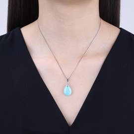 Coai Women's 925 Silver Necklace with Angel Tear Pendant, Silver