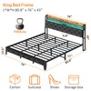 Winkalon King Size Bed Frame, Storage Headboard with Charging Station,Platform
