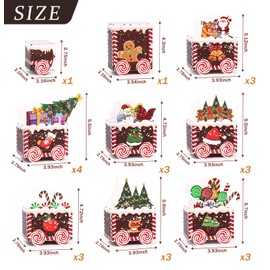 SietDESEO 24 Empty Advent Calendar Boxes to Fill, 24 Days of Christmas Countdown Gift Boxes Brown Train Christmas Advent Calendar Boxes for Kids Adults Xmas Holiday Decorations
