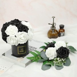 MACTING Artificial Flowers, 30pcs Real Touch Fake Roses Flowers for Wedding DIY Bouquets Party Baby Shower Home Decoration (Gray)