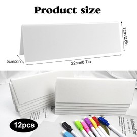 12 Sets Reusable Dry Erase Name Tent Cards with Colorful Markers Wipe Clean Desk Name Tags Guest Name Plate for Weddings Meetings Classroom Office Workplace