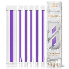 AsiaHorse 16AWG Snowseries Cable con Funda para Fuente de alimentación, 1 x 24 Pines/2 x 8 Puertos (4+4) M/B, 3 x 8 Puertos (6+2) PCI-E de 30 cm de Longitud