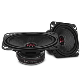 DS18 EXL-SQ4.6 4x6” 2-Way Coaxial Speakers – Pair, 60W RMS 260W Max – Glass Fiber Cone, Neodymium Tweeter, 3-Ohm, Black Steel Basket