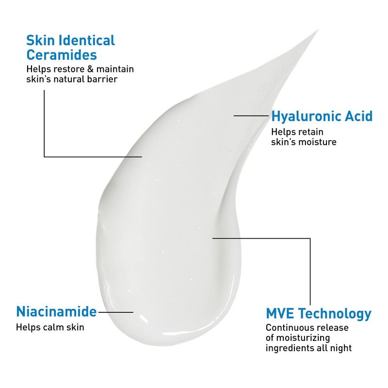 CeraVe PM Facial Moisturizing Lotion, Night Cream with Hyaluronic Acid