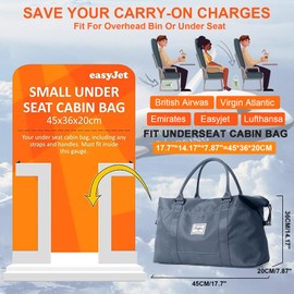 Ryanair & Easyjet Women's Travel Bag, Hand Luggage Bag, Weekender Bag, Swimming Bag, Waterproof Travel Duffle Bag, Fitness Bag, Training Bag for Travel, Gym, B2-bauhinia, B2-Bauhinia