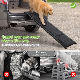 Dog Ramp for Car，71" x 17”Extra Long Wide Folding Pet Ramp Dog Ramps for Large Dogs with Non-Slip Rug Surface ，Portable Dog Car Ramp for SUV Car & Truck, Outdoor Dog Ramp Up to 300 LBS