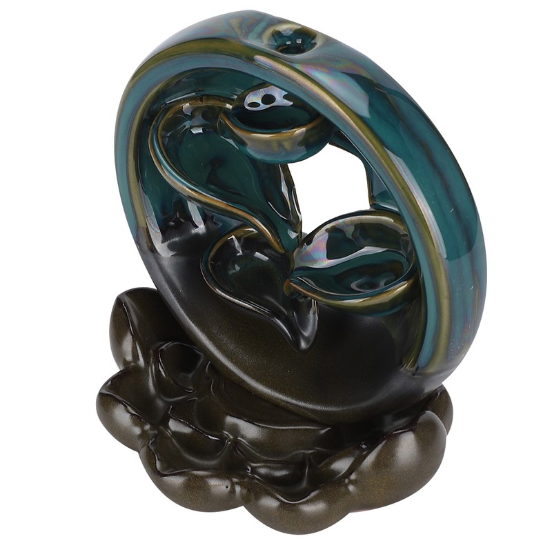 Backflow Incense Burner Waterfall Lotus Base Ceramic Holder Aromatherapy Ornament