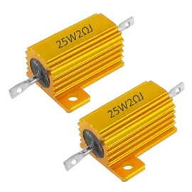 Mdurian 2 x 25 W 2 Ohm 5% Aluminium Casing Resistance Load Resistors Tap Wirewound Aluminium Housing Wirewound Resistor Gold