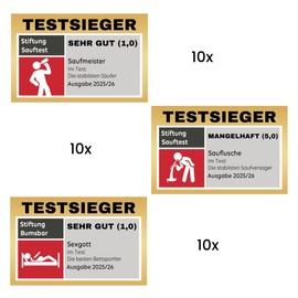 120 x Malle Sticker Set Sauf Saufen, Malle Accessoire 12 Designs x 10 Stickers, Test Winner Sticker Set Malle Sticker Saufen Party Stiftung Malle Test