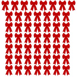 Large Christmas Bows Velvet Red Christmas Bows Holiday Colourful Bows Decorations for Wreath Velvet Bows Decor for Christmas Tree Topper, Front Door, Outdoor (5Pack (Large Red))