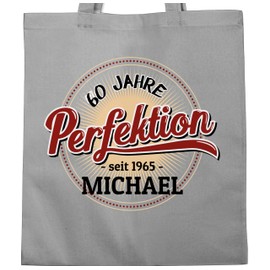 Geschenk mit Namen personalisiert by Shirtracer - Cotton Bag - 60th Birthday - 60 Years of Perfection - Since 1965, 1 Light Grey, Unit size