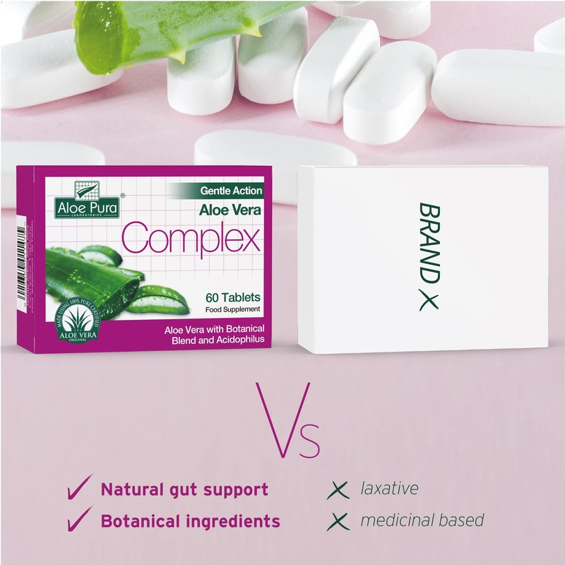 Aloe Pura Aloe Vera Gentle Action Complex Tablets, Natural, Vegetarian,
