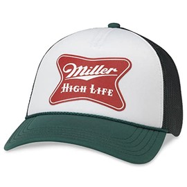 AMERICAN NEEDLE Miller High Life Foamy Valin Adjustable Snapback Baseball Hat, Dark Green/White (22008A-MHL-DGWH)
