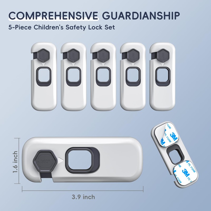 Blissleaf 5-Pack Fridge Locks, Child Proof Refrigerator/Freezer Door Lock, Child