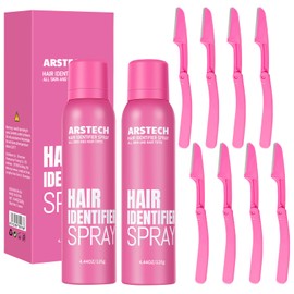 arstech Hair Identifier Spray for Face Shaving Dermaplaning Tool 2 Pack Skin Body Dermaplaning Spray for Women with 8 Face Razor for Face Shaver Hair Removal Kit Excess Hair Dermaplane Razor for Women Face
