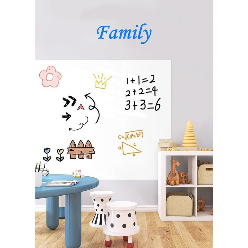 48" x 100" Dry Erase Whiteboard Wall Decal, Stick and