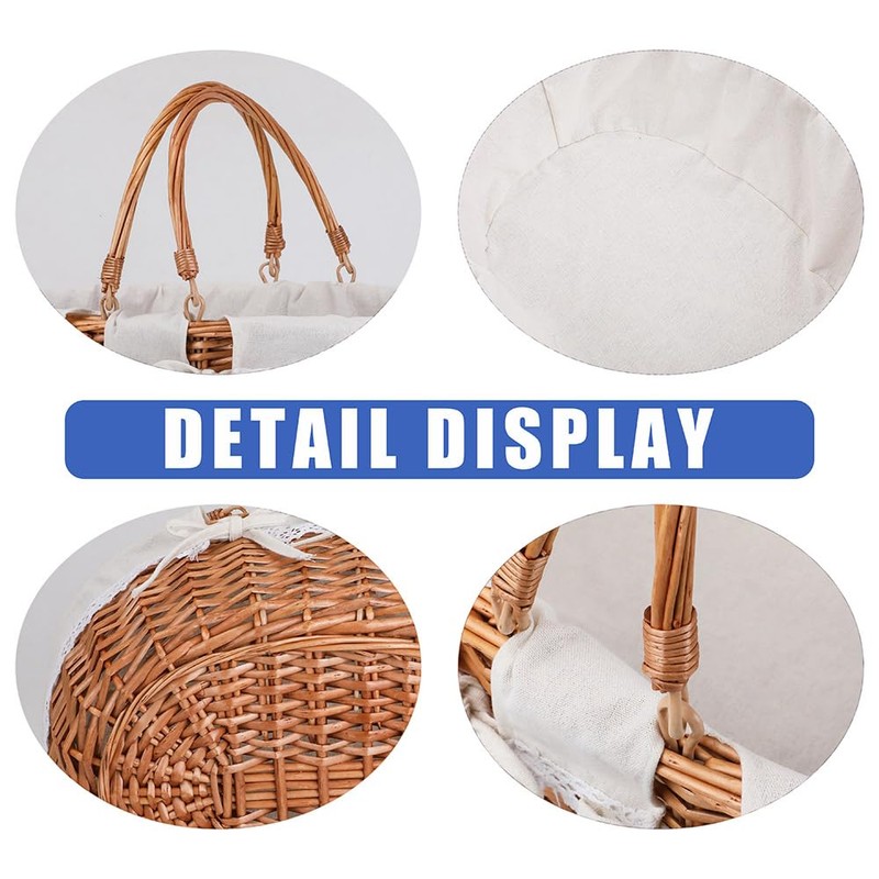 UoeRing Large Wicker Picnic Basket with Handles,Handle Sturdy Woven Body