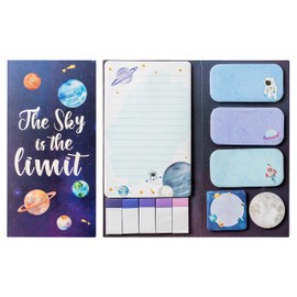 Xqumoi The Sky is The Limit Sticky Notes Set, 550 Sheets, Outer Space Galaxy Planet Pattern Self-Stick Notes Pads Divider Tabs Bundle Writing Memo Pads Back to School Office Supplies Small Gift