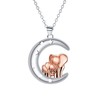 Teogneot Elephant Moon Necklace Two Tone Design in Silver and