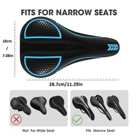 Bike Seat Cushion - Gel Padded Bike Seat Cover for Men & Women Comfort, Indoor & Outdoor Bicycle Seat(11.29"x7.08") for Bikes, Bicycle Seat Cushion for Outdoor & Indoor with Waterproof Cushion Cover