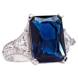 CZCLMLT-Women's 925 Sterling Silver Shiny Set Zircon Micro Set Sapphire Diamond, Ring Eternity Wedding Engagement Bridal Wedding Promise Cocktail Ring Fashion Jewelry Size 6 10 563 (8)