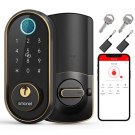 Smart Keyless Entry Door Lock - Fingerprint Electronic Deadbolt Touchscreen Keypad SMONET Biometric Digital Bluetooth Door Lock Smart Deadbolt Compatible with Alexa for Homes and Hotel