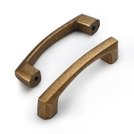 Amerdeco Pack of 10 Vintage Cabinet Handles, Antique Brass Handles, Furniture Handles, 76 mm Hole Spacing, Door Handles, Kitchen Drawer Handles, Vintage Handles for Bronze Kitchen Cabinets