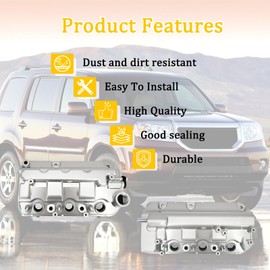12310-R70-A00 12320-R70-A00 Aluminium Front Rear Engine Valve Cover Compatible with Honda Accord Odyssey Crosstour Pilot Ridgeline 2008-2017, Acura TL RDX 2012-2015, 3.5L V6