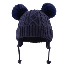 XIAOHAWANG Baby Girls Hat Boys Baby Hat Winter Knitted Hat Children's Hat Warm Winter Hat with Bobble, navy