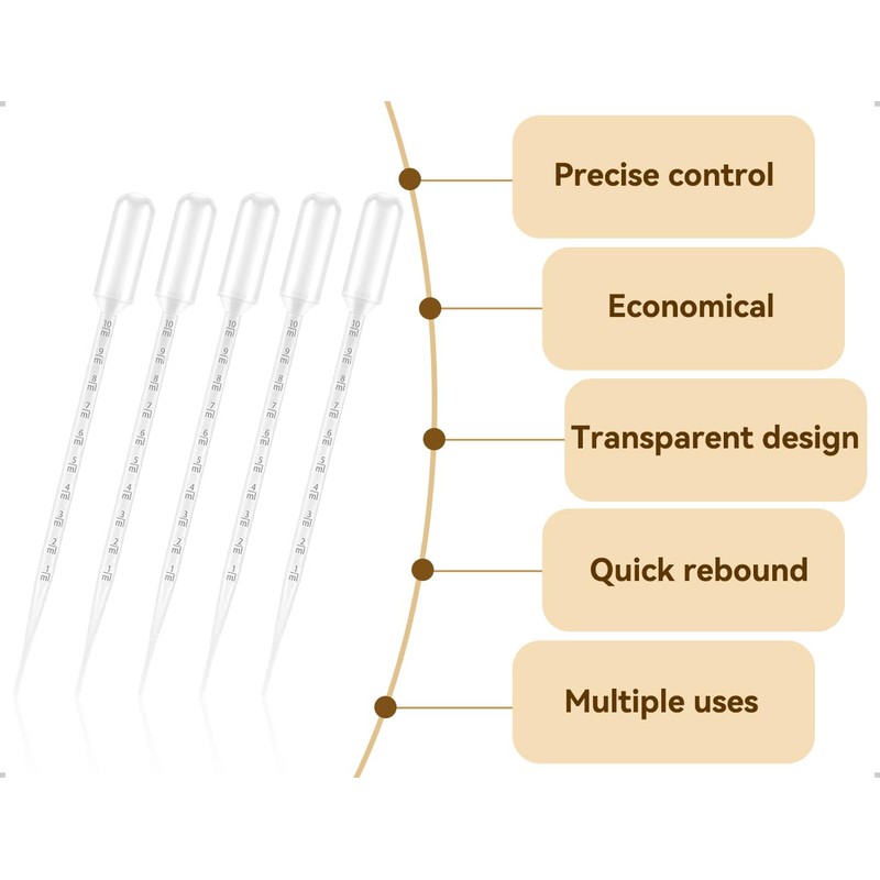 Emezddo Pack of 10 Pipettes, Plastic Transfer Pipettes, Dropper with